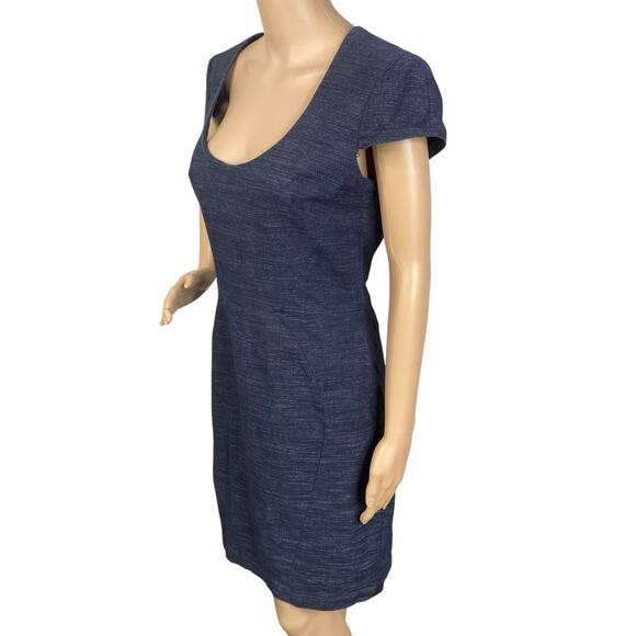 L'Agence Dark Blue Denim Minimalist Cap Sleeve Sheath Dress SZ 8 - Picture 5 of 10